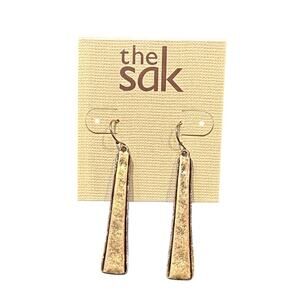 The Sak Gold-Tone Hammered Bar Drop Earrings NWT